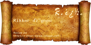 Rikker Ágnes névjegykártya